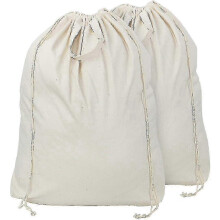 (As show, One size) 2 Pack 100% Natural Cotton Linen Laundry Bags With Carry Handles And Drawstring Closure Machine Washable For Laundry Hamper Or Baskets