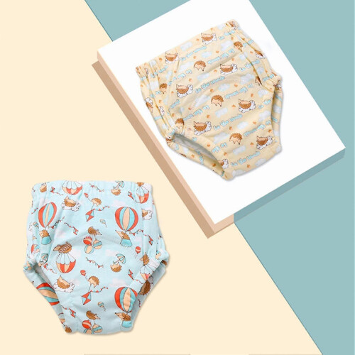 (D, One size) Cotton Washable Training Diaper Pants - Set of 2 2