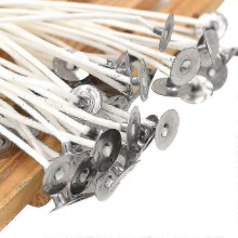 (As show, One size) 100x Candle Wicks Cotton Core Pre Waxed With Sustainers For Candle Making