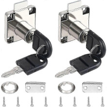 (As show, One size) 2 Pieces White Latch Push Lock Zinc Alloy Desk Drawer Lock Cylinder Cabinet Lock