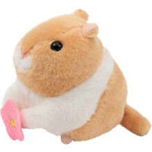 (As show, One size) Pull string plush hamster toy wind-up electric wagging tail rotating interactive toys, brown, 16 cm