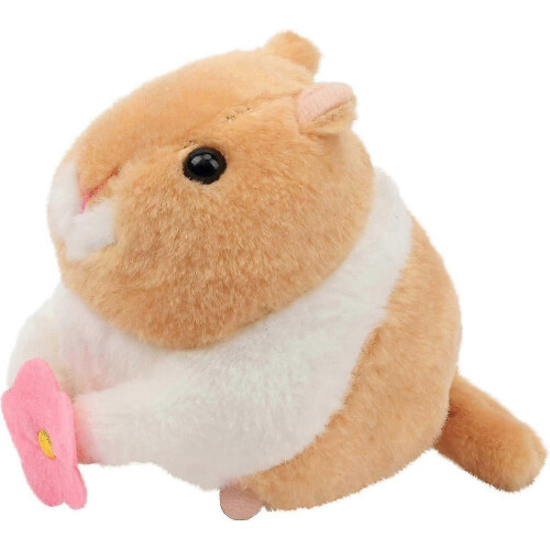 (As show, One size) Pull string plush hamster toy wind-up electric wagging tail rotating interactive toys, brown, 16 cm