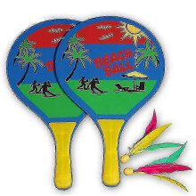 (As show, One size) Beach Ball Set Beach Badminton Set High-grade Wood- Board Badminton Racket