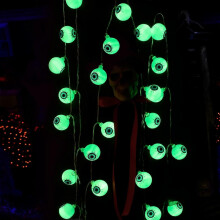 20 LED Luzes de corda de globo ocular de Halloween operadas por bateria 3M Decorações externas para festa em jardim interno e externo