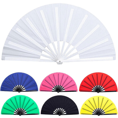 (White, One size) Elegant Chinese folding fan with solid color and comfortable grip 1