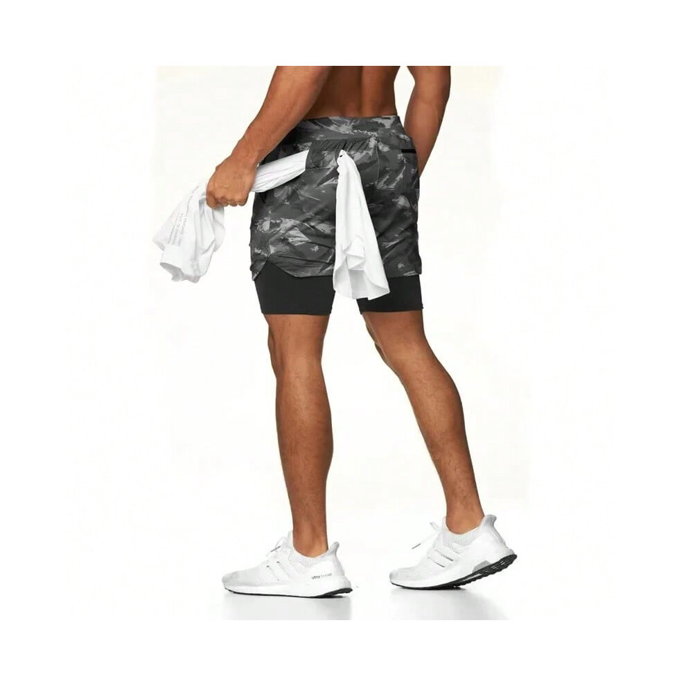 (XXL  80-90kg, A-Graffiti grey) Men's Summer Sports Shorts Breeches Homme 2024 Hot Gym Casual Fitness Shorts Men-in-shorts Training Wicking Running Shorts Male