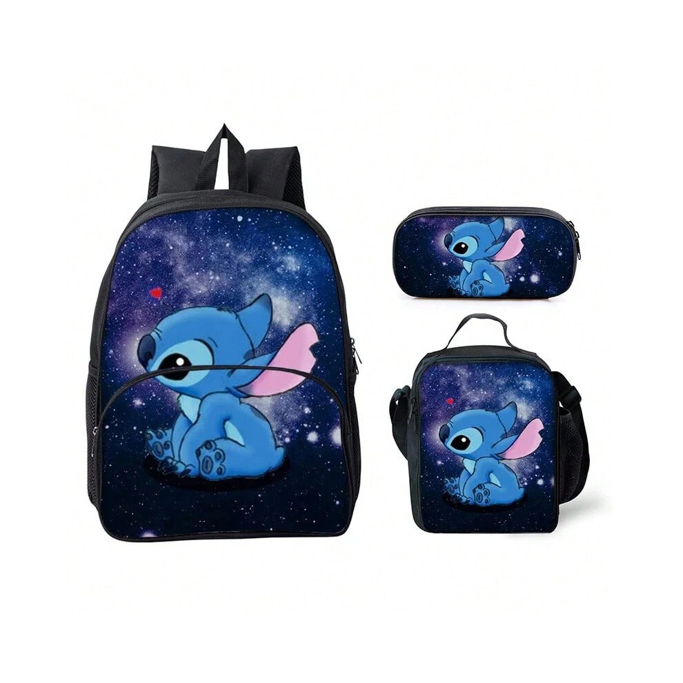 (26) Hot Sale 3Pcs/Set Stitch School Bags for Boy/Girls Best Gift 3D Cartoon Large Capacity Book Bags Sets Anime Stitch Backpacks