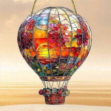 (As show, One size) Hot Air Balloon Solar Lantern Figure, Outdoor Hanging Ornament, Festive Decoration for Garden Yard Patio Farmhouse