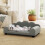 PawHut (Grey) Dog Sofa Bed, Cat Sofa with Backrest, Armrest, for Small Dogs, Grey 8