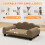PawHut (Brown) Dog Sofa Bed, Cat Sofa with Backrest, Armrest, for Small Dogs, Grey 3