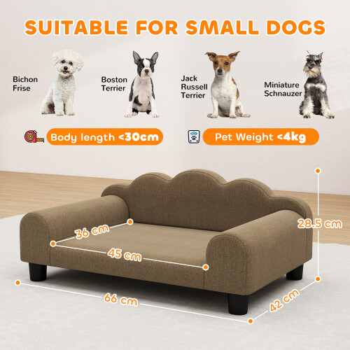 PawHut (Brown) Dog Sofa Bed, Cat Sofa with Backrest, Armrest, for Small Dogs, Grey 2