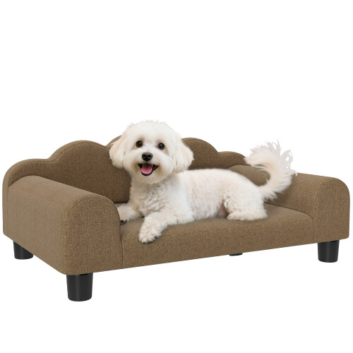 PawHut (Brown) Dog Sofa Bed, Cat Sofa with Backrest, Armrest, for Small Dogs, Grey 1
