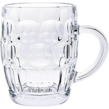 (560ml, One size) Classic Beer Pint Style Mugs Glass Pot Old Pub Bar Style Tankard Handle Stein Dimple