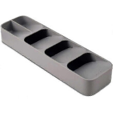 (As show, One size) Compact Cutlery Organizer Kitchen Drawer Tray, Small, Gray