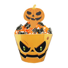 (As show, One size) Halloween Cupcake Topper Wrapper Topper for Halloween Decorations Kids Birthday Party Themed Party24pcsmixed color
