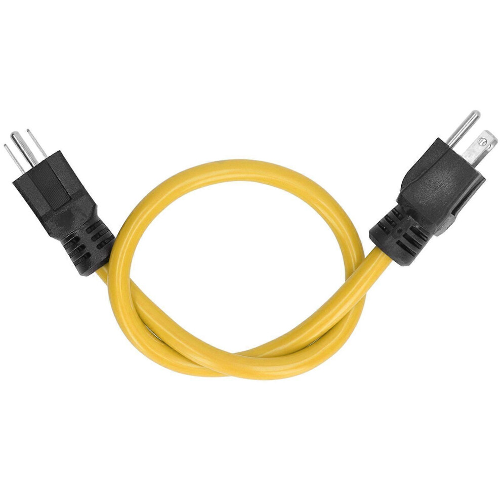 (As show, One size) Power Extension Cord 12AWG PVC Rubber Protection Brass Conductor 5 15P to 5 15P Extension Cable US Plug AC125V 15A Yellow 64cm/25.