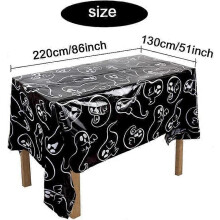 (As show, One size) Halloween Tablecloth,220x130cm Waterproof Tablecloth,Ghost Tablecloth for Halloween Party Decoration(1pcs, black)