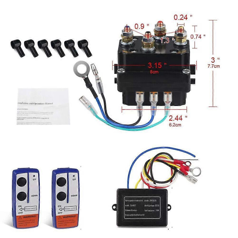 (As Show, One Size) 12V 500A Winch Control Solenoid Relay Contactor With Wireless Winch Remote Kit 5033941389618