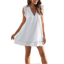 (M, One size) Womens Ruffle Dresses Integrated Shorts Summer Casua Dress With Pockets