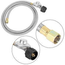 (As show, One size) 6ft Stainless Steel Braided Tube Propane Regulator Gas Oven Low Pressure Valve Fittings
