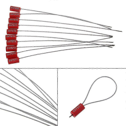 (As show, One size) 10 PCS Pull Tight Steel Wire Seals Adjustable Metal Cable Tamper Evident Tags 1