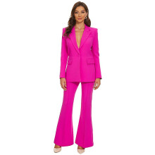 (XXL, One size) Fuchsia Women's Two Piece Business Suit Set One Button Blazer And Pants
