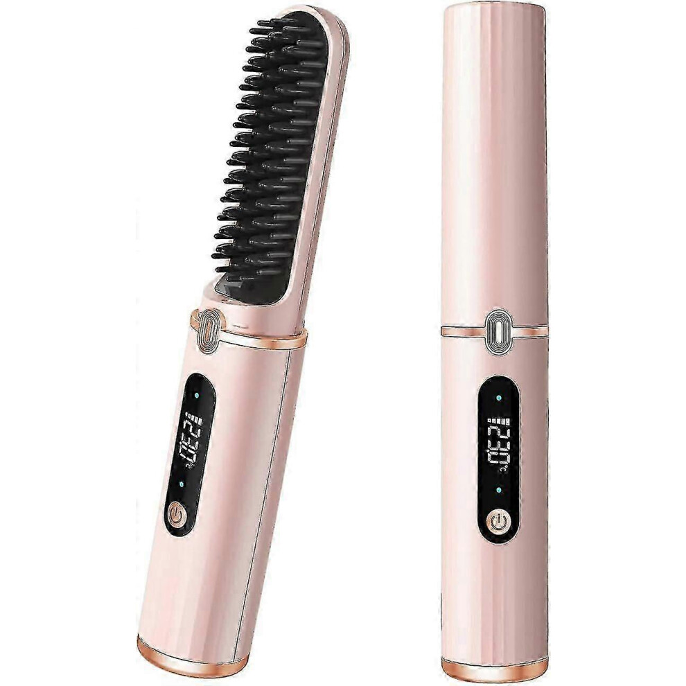 Kikidex (As Show, One Size) Cordless Hair Straightener Brush, Usb Negative Ions Hair Straightening Comb Brush