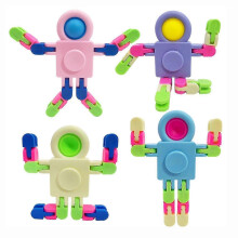(As show, One size) 3Pcs Fidget Spinner Toys Cute Colorful Spaceman Deformed Chain Lasting Rotation Logical Thinking