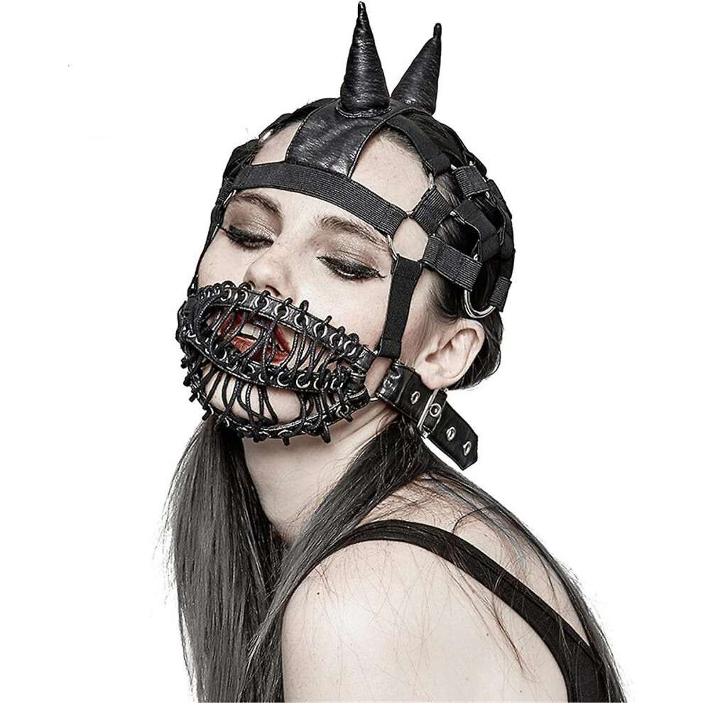 (As show, One size) Punk Leather Masks Steampunk Unisex Pu Leather Mask Halloween Role Play Gothic Mask Decoration Accessories-image-OPC-PHJNYQS-NEW