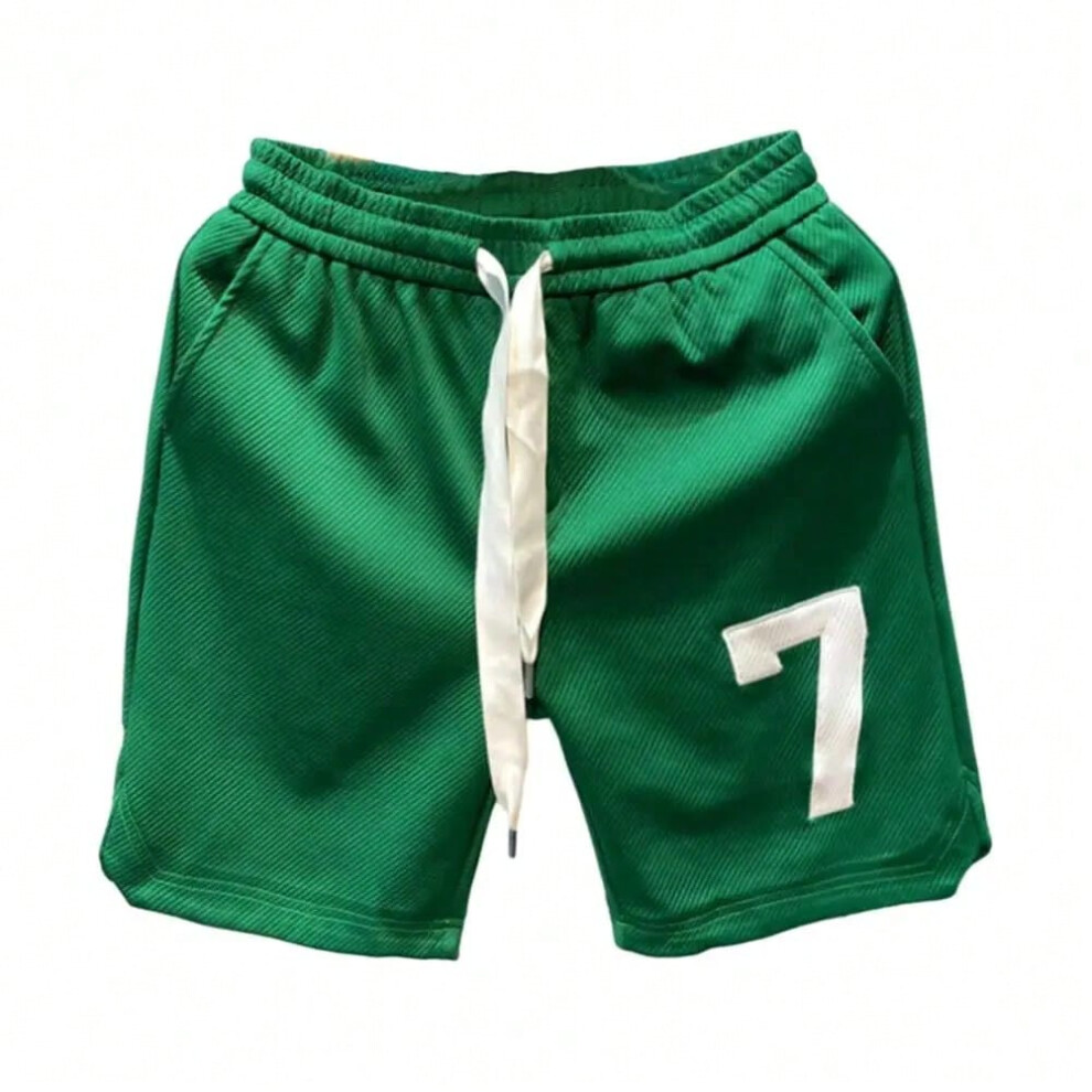 (XL, Green) Men Gym Shorts Summer Men Shorts FG7C Men Women Hip Hop Streetwear Short Fashion Loose High Quality Cotton Sports Shorts