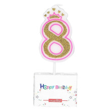 (As show, One size) New Girls Kids Birthday Candle Party Crown Smoke free Cake Candles Numbers Age 0-88
