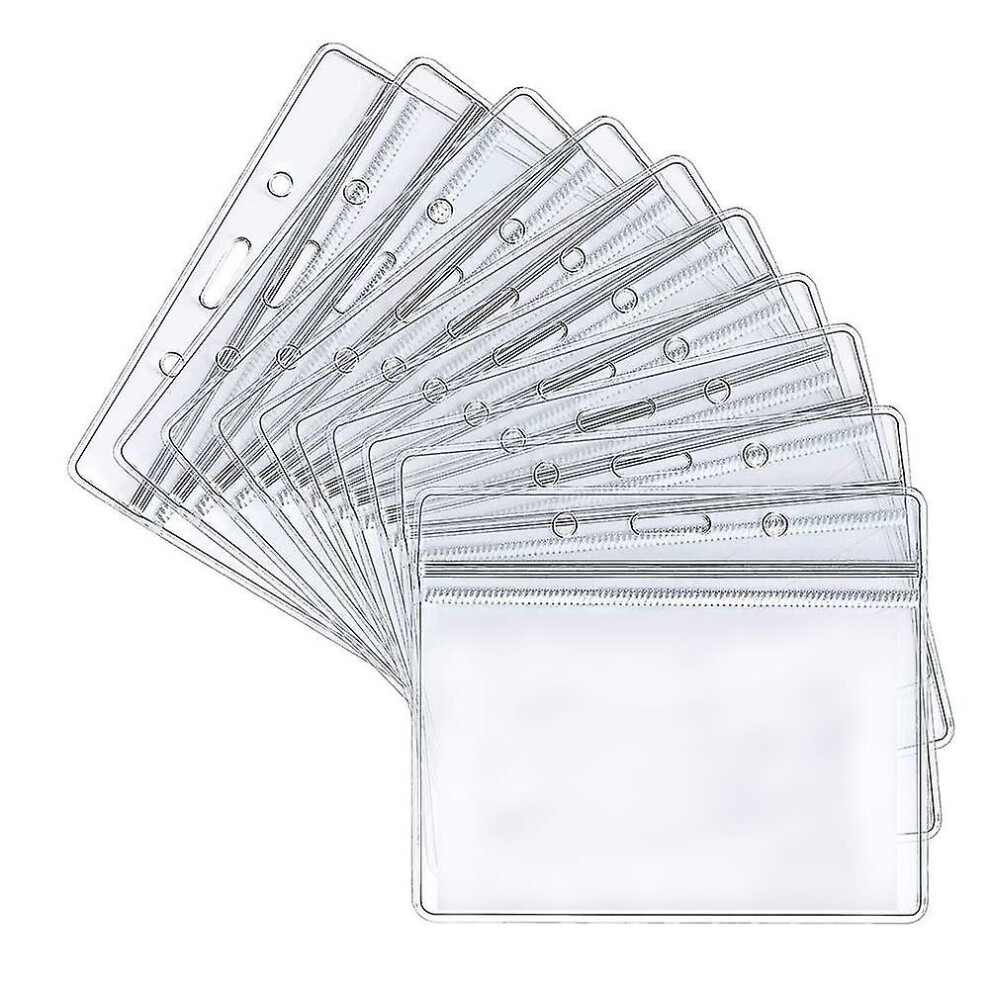 (As Show, One Size) Plastic Card Holder, Transparent Clear Horizontal Waterproof Name Tag Badge Id Card Holder(50 Pieces, Transparent) 5031614179603