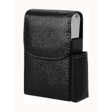 (pink, One size) Cigarette case leather with lighter holder, cigarettes box cigarette box (black)