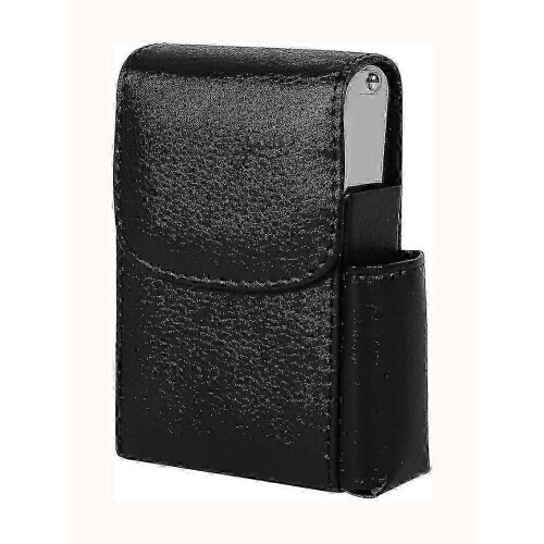 (pink, One size) Cigarette case leather with lighter holder, cigarettes box cigarette box (black)