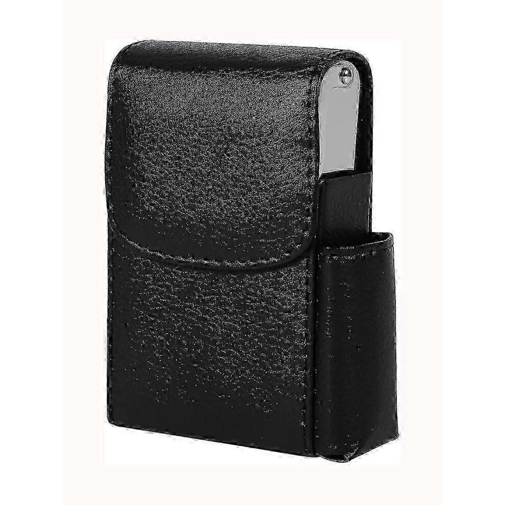 Kikidex (Pink, One Size) Cigarette Case Leather With Lighter Holder, Cigarettes Box Cigarette Box (Black) Pink,Black