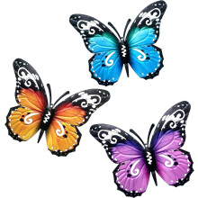 (As show, One size) Large Metal Butterfly Garden Decorations Fence Decorations Outdoor Large Garden Ornaments Garden Wall Art For Outdoor Garden Fence Sheds Wall(3 Pcs,ye