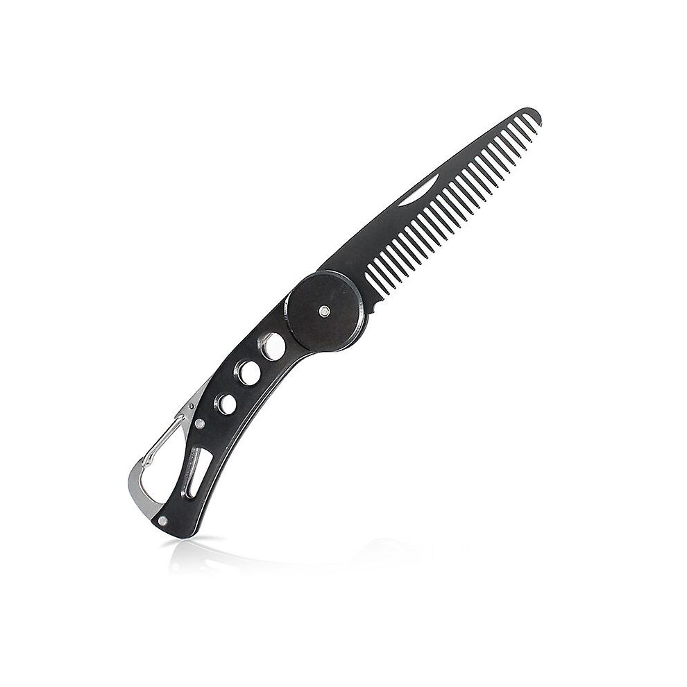 Kikidex (As Show, One Size) Beard Comb,Stainless Steel Folding Beard For Men Grooming & Combing Hair Beards Mustache(1Pcs, Black)