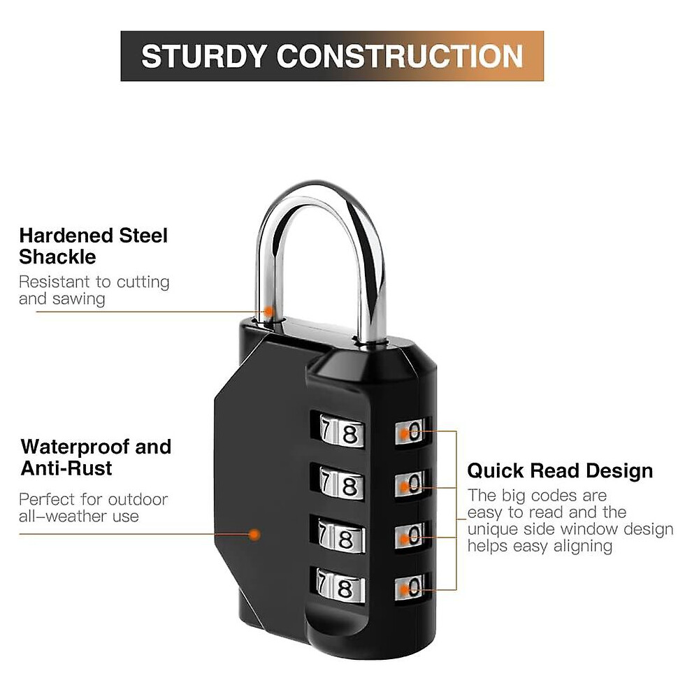 (As Show, One Size) Combination Padlock, 4 Digit Padlocks With Code, Locker Padlock For Gym Locker, Weatherproof Outdoor Padlock For Fence Gate, Shed, 6902676337517