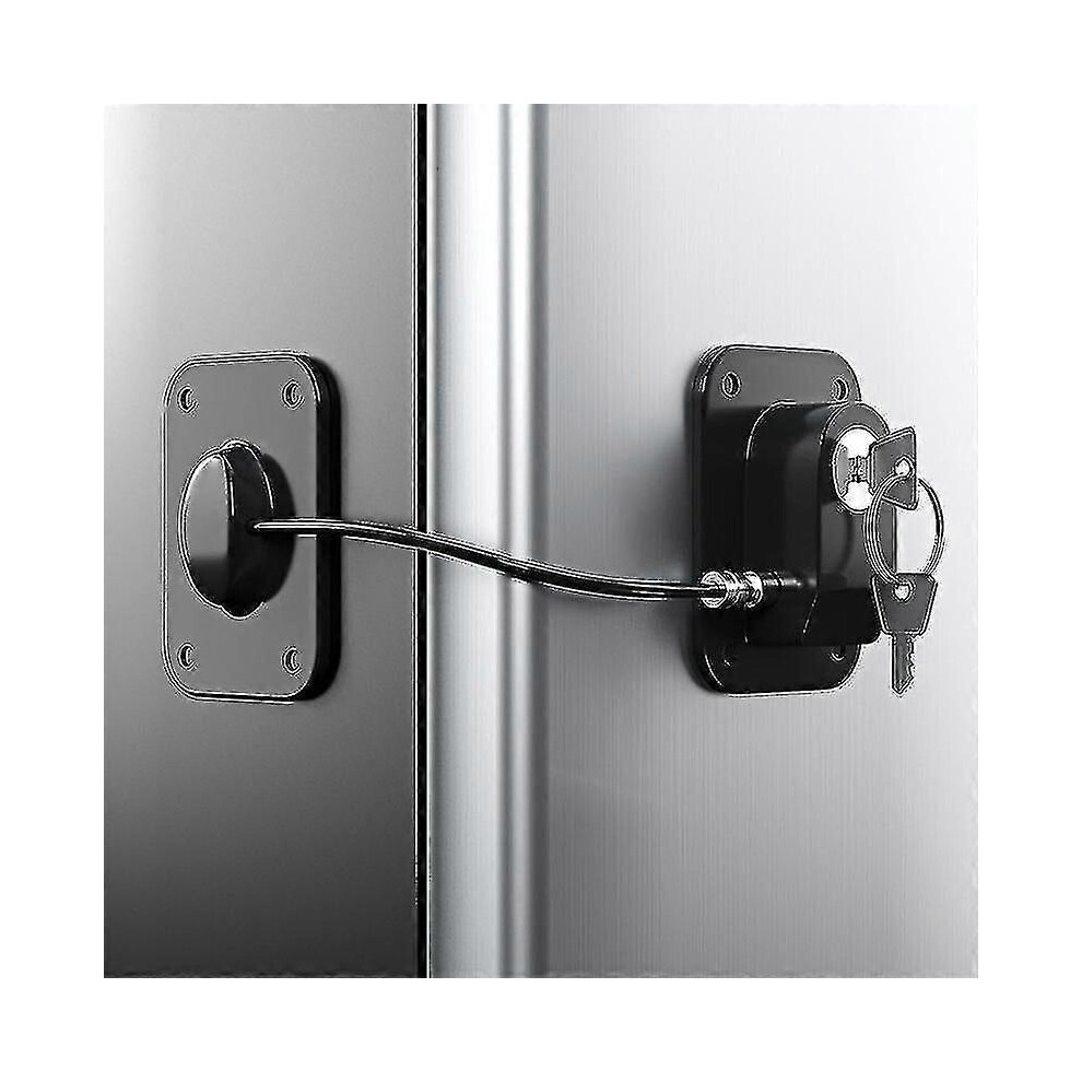 (, One Size) Refrigerator Lock, Fridge Lock With Silicone Wire Protection Fridge Locks Black Kikidex