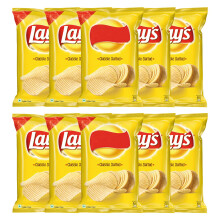 Lay's Classic Salted Potato Chips – 52g (Pack of 10) | Crispy, Lightly Salted Snack, Vegetarian-Friendly | Perfect for Lunchboxes