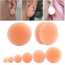(As show, One size) Silicone Ear Plugs Tunnels Ear Dilations Flesh-color Expander Ear Piercing Jewelry(10 Pcs, Flesh Color)