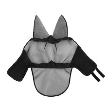 (As show, One size) Horse Fly Protection Mask Mesh Horse Head Cover Fly Mask With Ears Horse Equipment(1 Pcs, Black)
