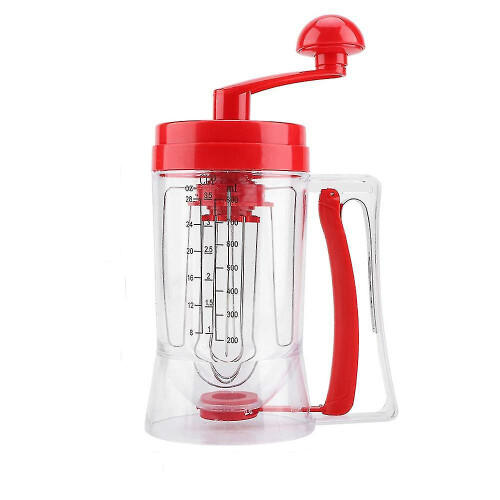 (As show, One size) Handheld Manual Pancake Cupcake Batter Mixer Dispenser Blender Machine Baking Kitchen Tool(1 Pcs, Red)