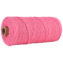 (As show, One size) 3mm Cotton Cord Colorful Cord Rope Beige Twisted Craft Macrame String Diy Home Textile Wedding Decorative (1 Pcs, Pink)
