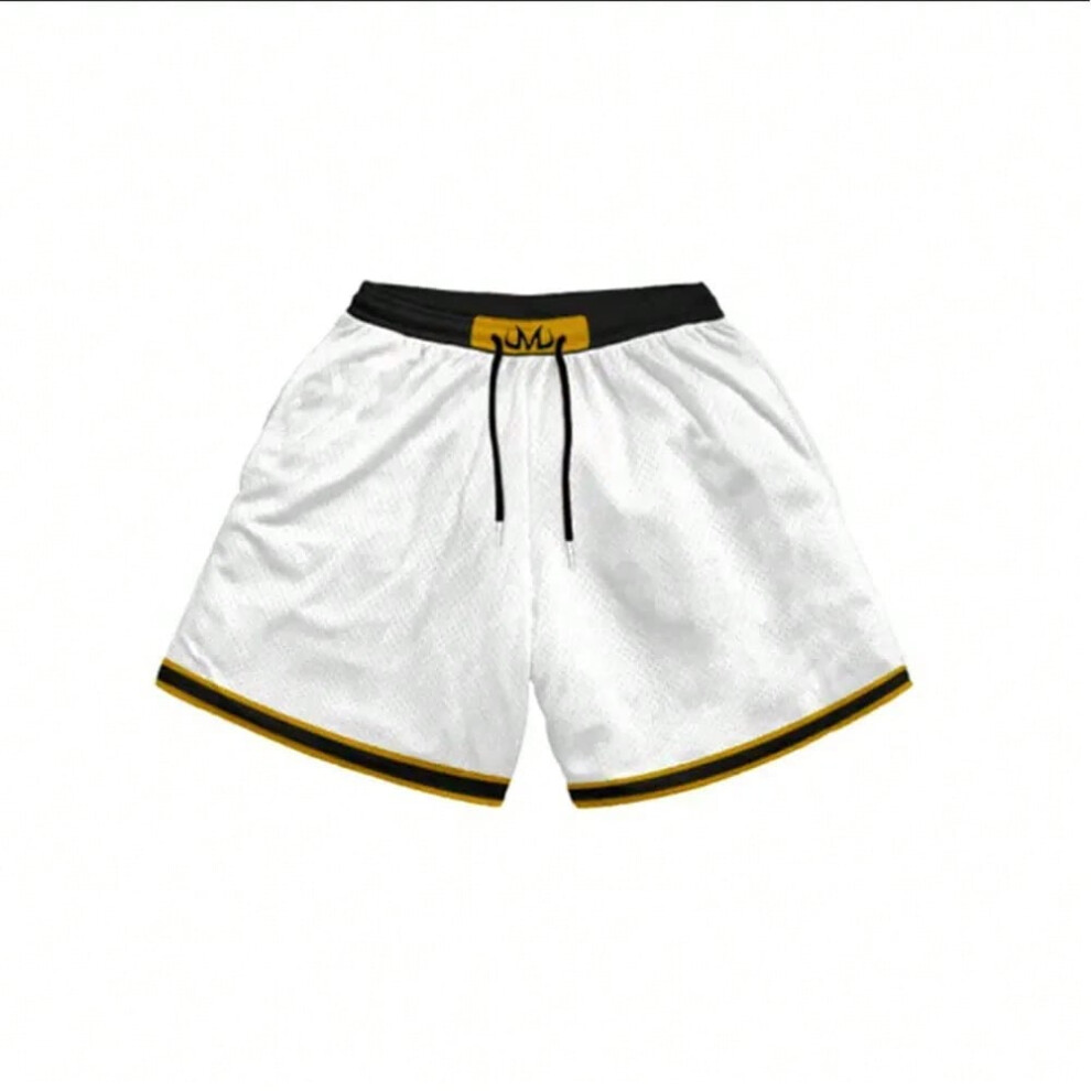 (M, 3DTHKI341-white) Anime Gym 2 in 1 Shorts for Men Quick Dry Breathable Mesh Performance Shorts Summer Sports Fitness Workout Jogging Short Pants