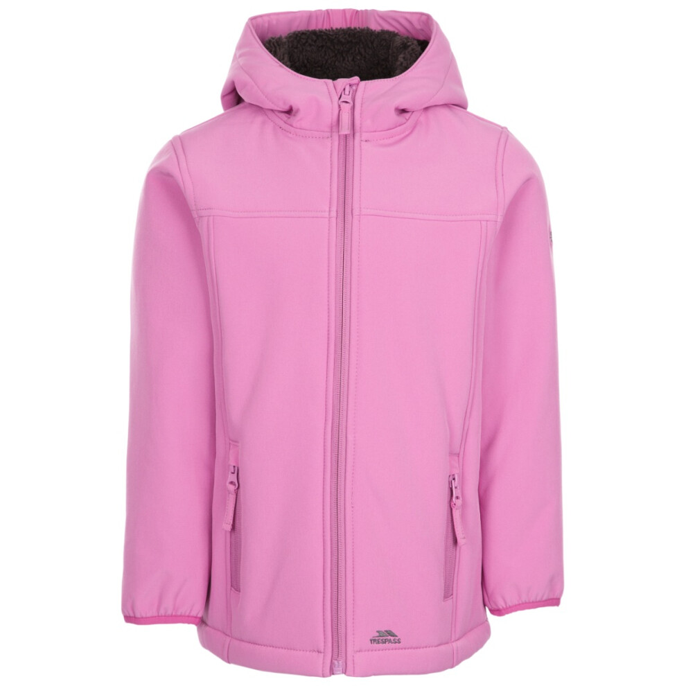 (5-6 Years, Deep Pink) Trespass Girls Softshell Jacket Hooded Kristen