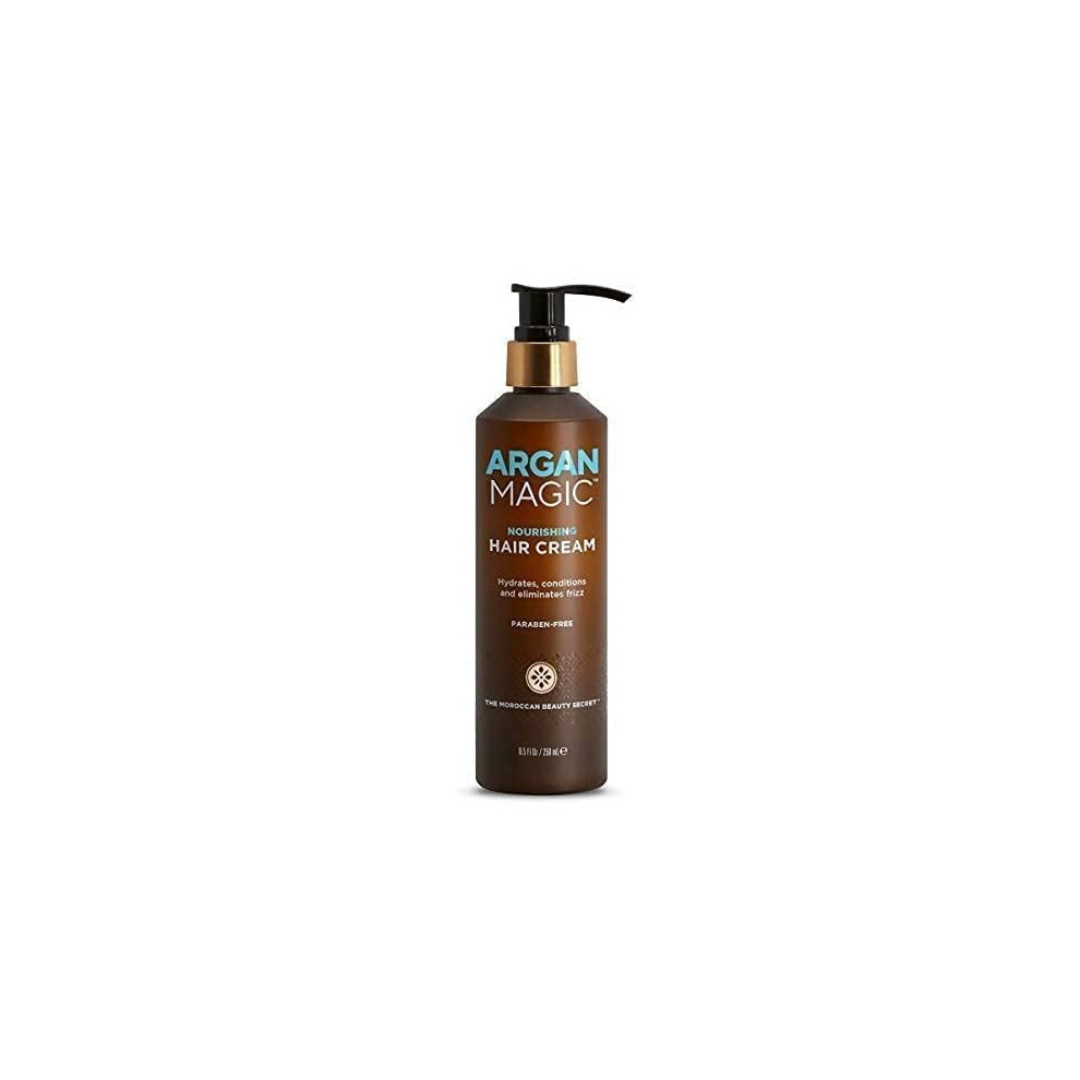Argan Magic Nourishing Hair Cream - Hydrates  Conditions  and Eliminates Frizz for All Hair Types | Seals in Shine | Made in USA  Paraben Free  Cruelt
