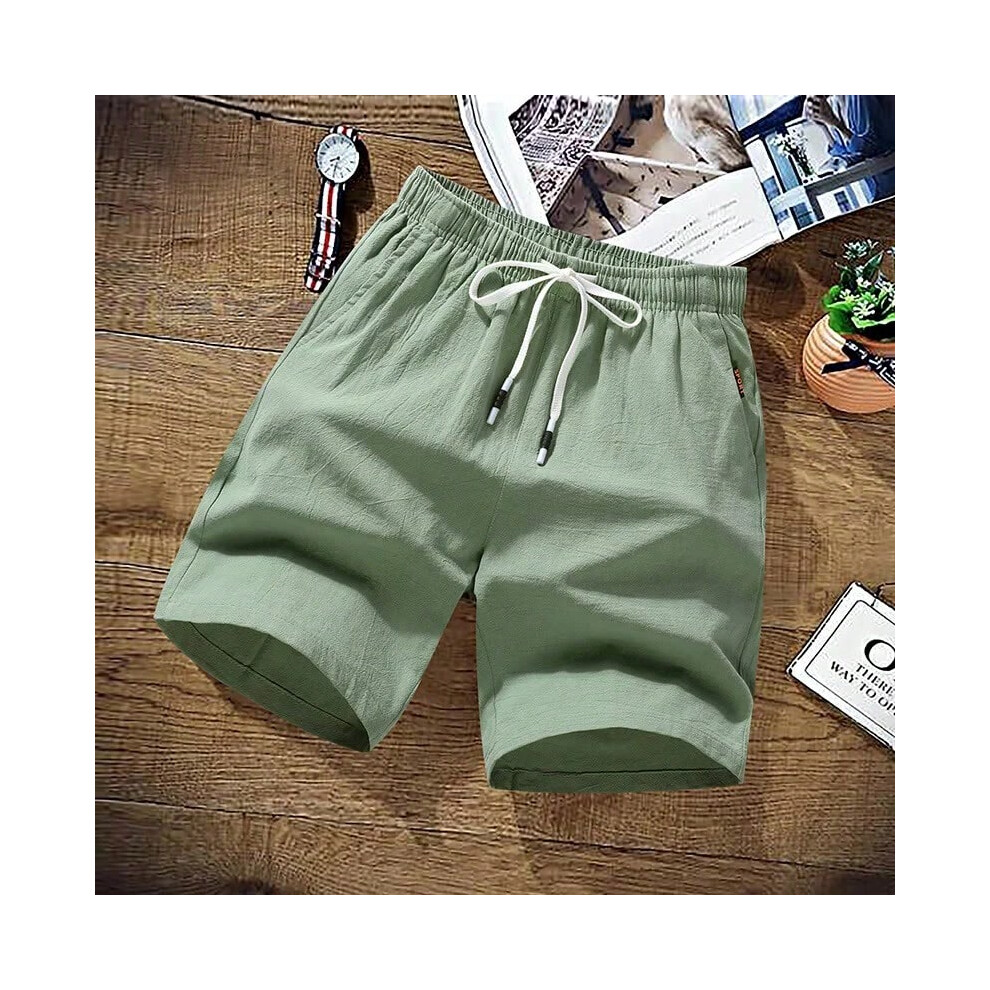 (green, 8XL) Summer Shorts Men Solid Casual Shorts Men 100% Cotton Cargo Shorts Brand Beach Shorts Cotton Linen Boardshort Asia Size M-9XL-image-OPC-PHJPK7R-NEW