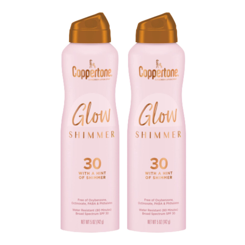 Coppertone Glow with Shimmer Spray Sunscreen  Broad Spectrum SPF 30 Sunscreen  5 Oz  Pack of 2