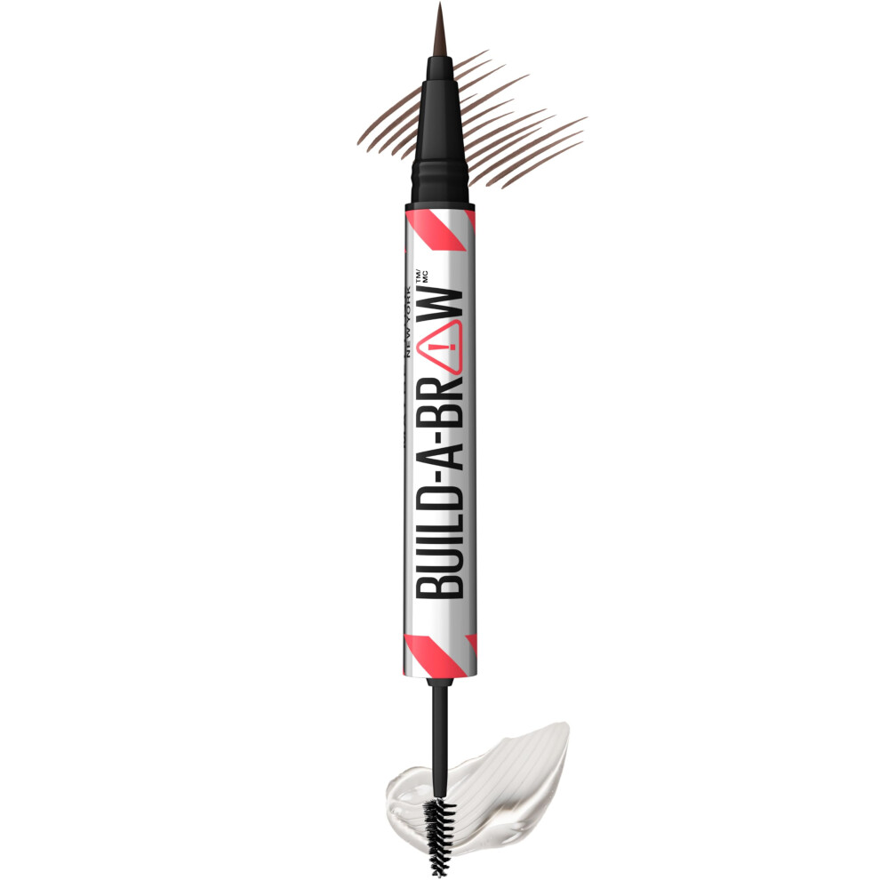 Maybelline Build-A-Brow Crayon    sourcils 2 en 1 et gel scellant pour sourcils, maquillage pour des sourcils plus fournis et plus r  alistes, brun